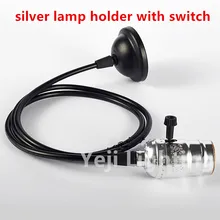 Основание Эдисона Серебряная лампа держатель с переключателем и подвесным проводом E27E26 ретро для ресторана одежда лампа база освещение аксессуары