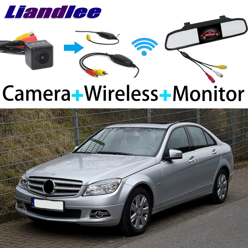 Liandlee 3in1 Wireless Receiver Mirror Monitor Special Rear View Camera Backup For Mercedes Benz C Class MB W204 2007~2015