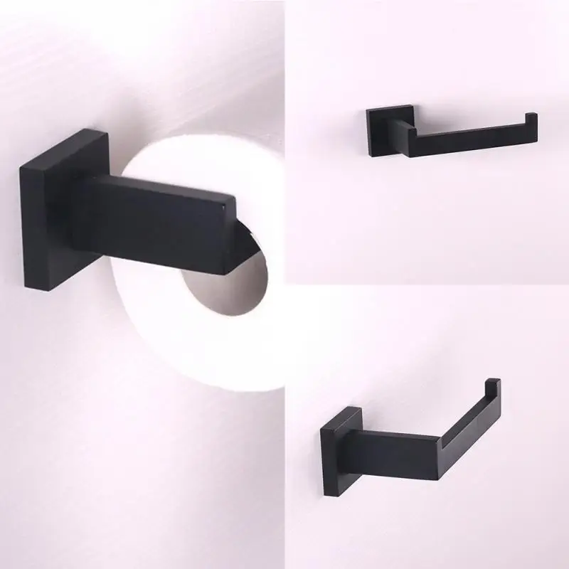 

304 Stainless Steel Black Bathroom Toilet Paper Holder Tissue Bar Holder Screw installation Wall Mounted Roll Holder