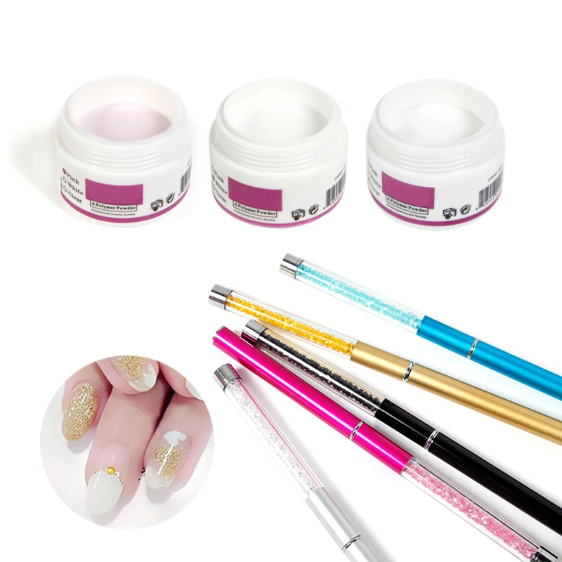 

Nail Polymer Builder 1 Set Acrylic Powders Pink Clear White Available Plus Crystal Pen Diamond Colorful Nail Art