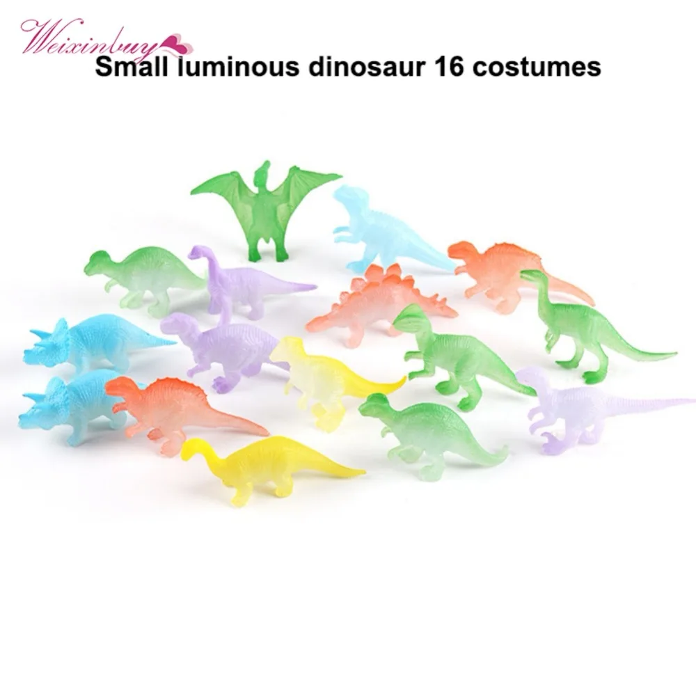 10 pcs/set mix Super funny Mini luminous Jurassic Noctilucent Dinosaur Toys Kids Glow In The Dark Dinosaurs Action Figures Toys