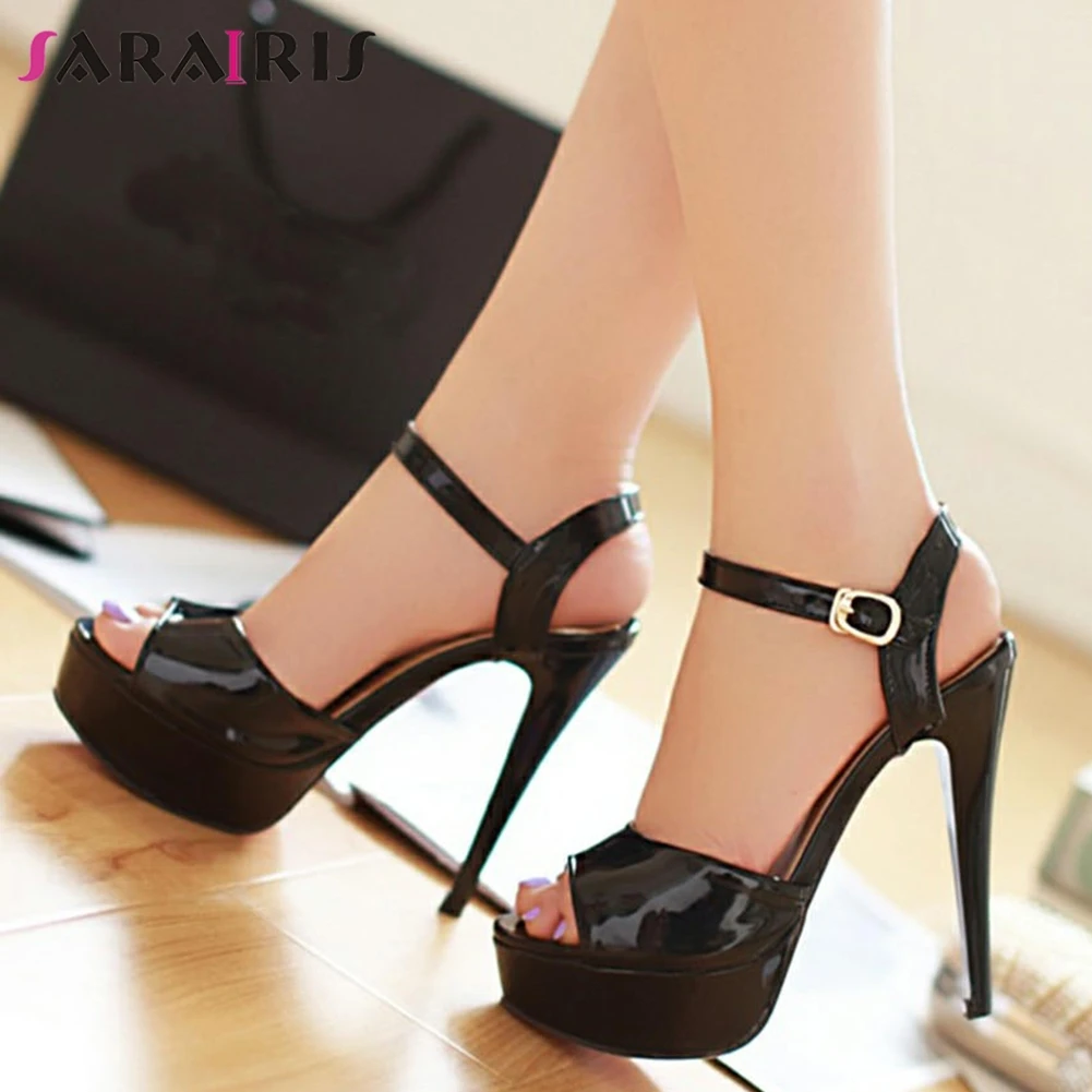

SARAIRIS Brand New Fashion Summer Sandals Solid Spike High Heels Platform Shoes Woman Casual Party Office Sexy Sandals