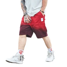 Мужские шорты в стиле хип-хоп, хлопковые спортивные штаны, градиентный принт, эластичная резинка на талии, шорты, уличная мода, весенние летние шорты для бега