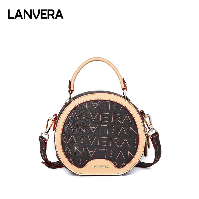 

2019 New European and American fashion ladies handbag printing retro small round bag trend bags handbags women famous brands