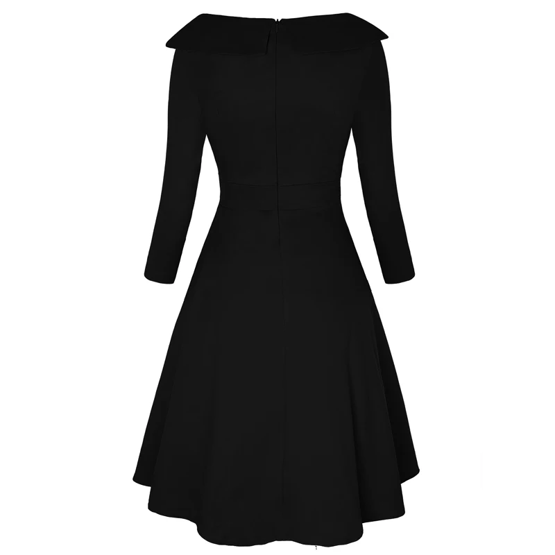 MISSJOY плюс размер 3XL женское винтажное ретро с длинными рукавами 1950s коктейльное платье в горошек с принтом на пуговицах лоскутное миди вечерние платья