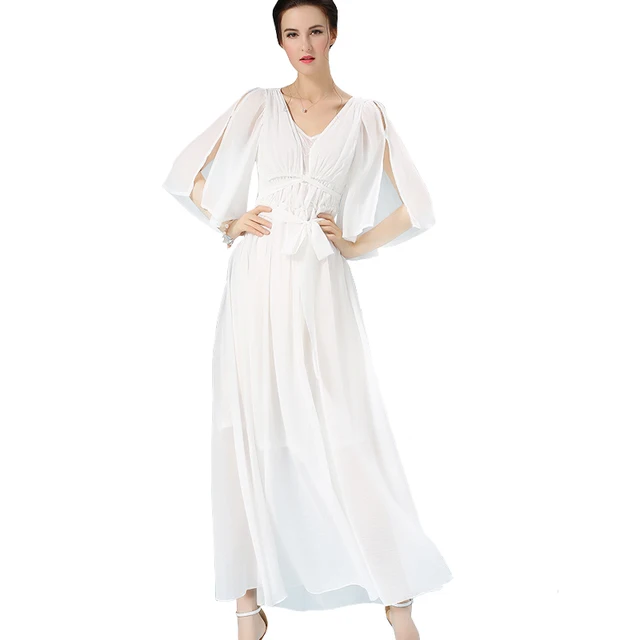 womens white flowy dress