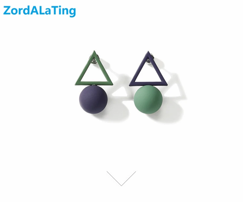 

simple multicolor dmatte triangular Korean cute earrings for women girl temperament individual character eardrop