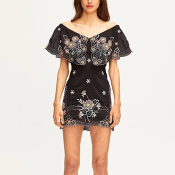 

Off Shoulder Dress Embroidery Sexy Mini Summer Dress