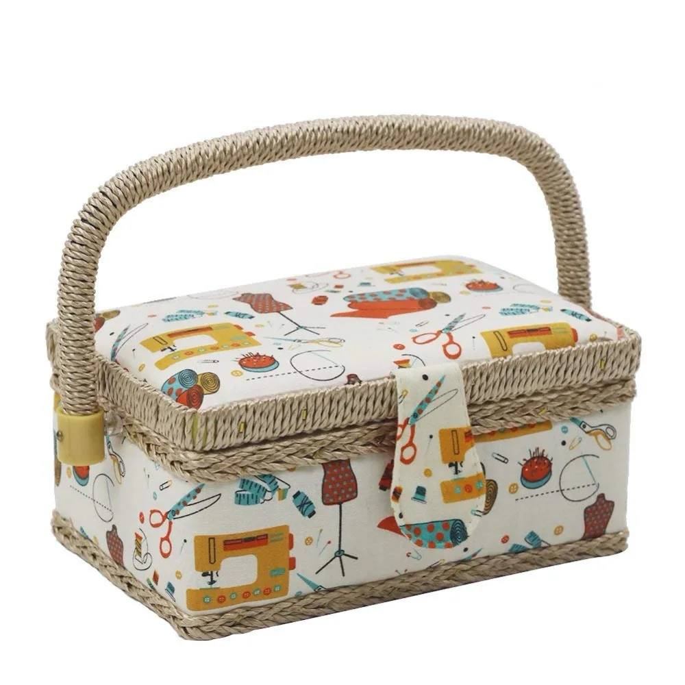 Sewing Basket with Sewing Kit Accessories Fabric Storage Basket Box