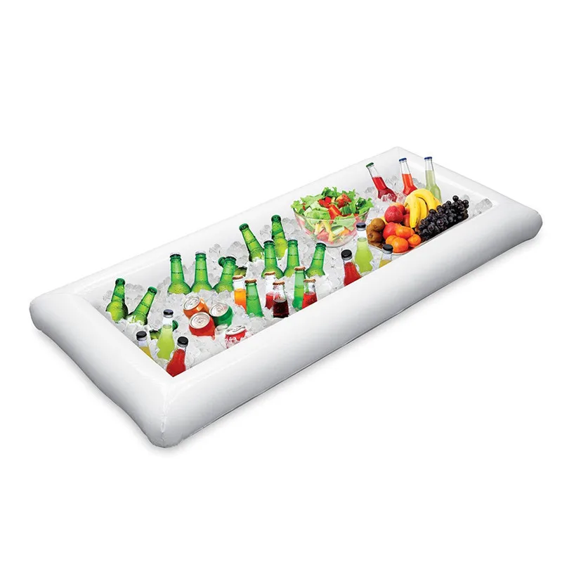 

134x64cm Inflatable Beer Cooler Table Pool Float Summer Water Party Air Mattress Ice Bucket Serving/Salad Bar Tray