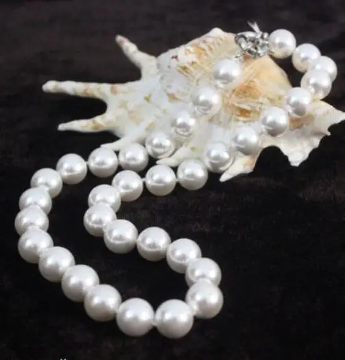 

Hot sell Noble- FREE SHIPPING>>>@@ Hot sale new Style >>>>> Fashion 10mm White Shell Pearl Beads Necklace Woman Jewelery 18