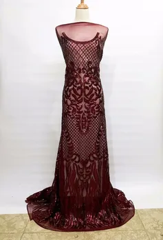 

Nigeria Lace French Lace Fabric Super Hot Nigerian Wine Lace Fabric High Quality Embroidered Lace Fabric with Sequins