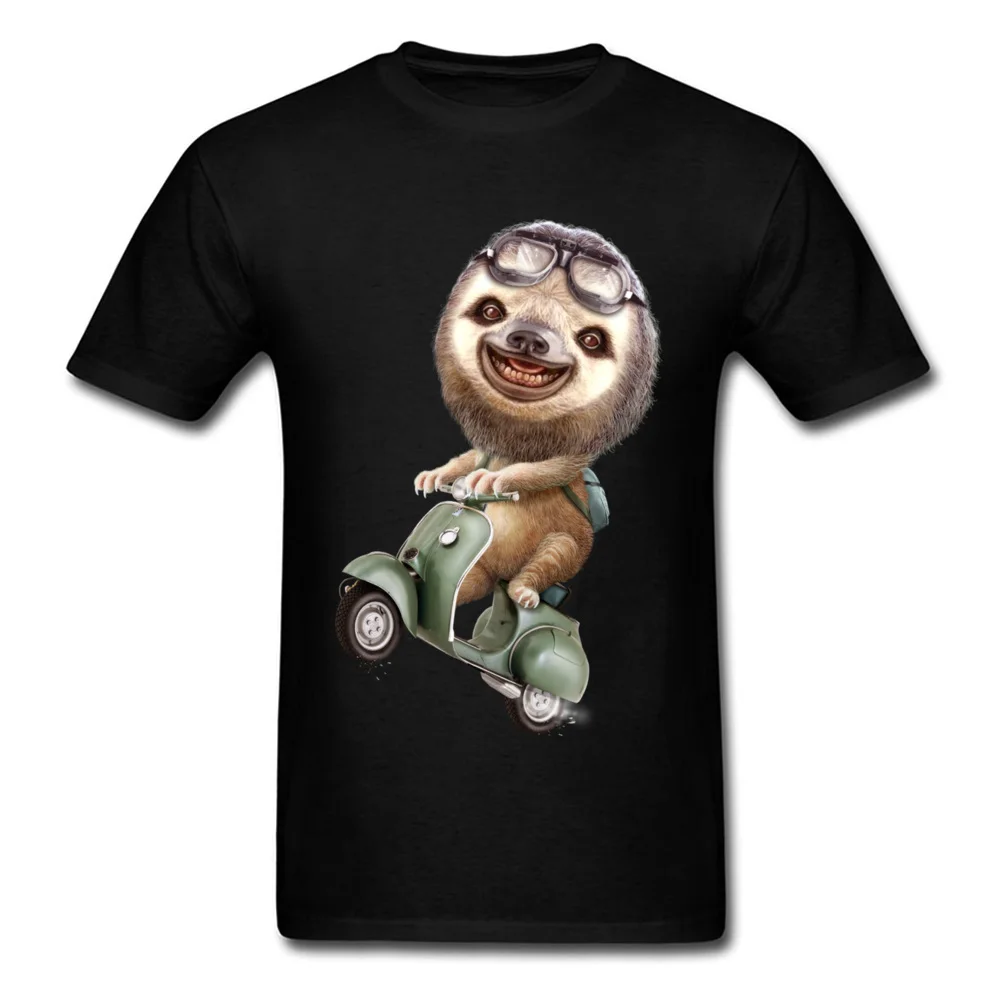 RUNAWAY SLOTH T-shirts Cool Short Sleeve Fashionable Round Neck Cotton Fabric Tops Shirt Clothing Shirt for Men Fall RUNAWAY SLOTH black