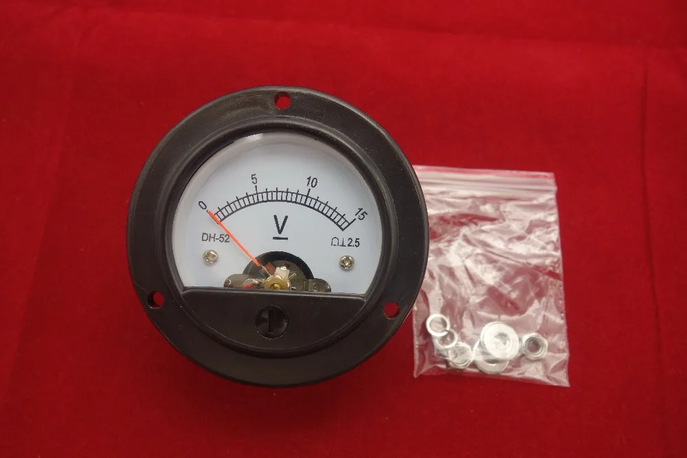 DC 0 15V Small round Analog Voltmeter Analogue Voltage panel meter DH52