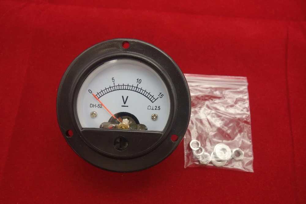 DC 0-15v Round Analog Voltmeter Analogue Voltage Panel Meter Dia 66.4mm Dh52 for sale online 