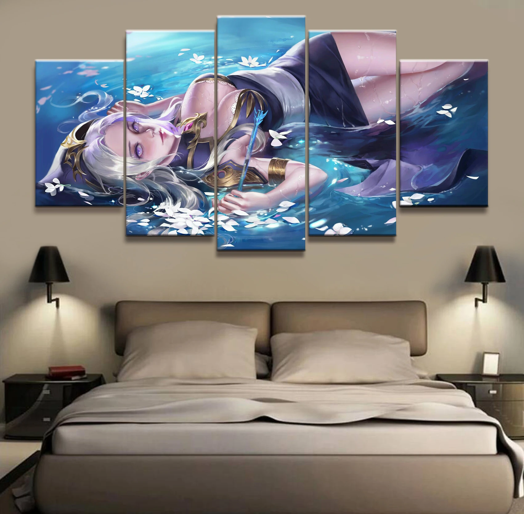 

Home Decor Modular Canvas Picture 5 Piece ASHE League of Legends LOL Game Painting Poster Wall For Home Canvas Wholesale