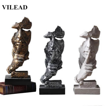 

Action Figure Resin 13.5'' Silence Mask Figurines Abstract No Say No See No Hear Statuettes Mask Miniatures Sculpture Home Decor