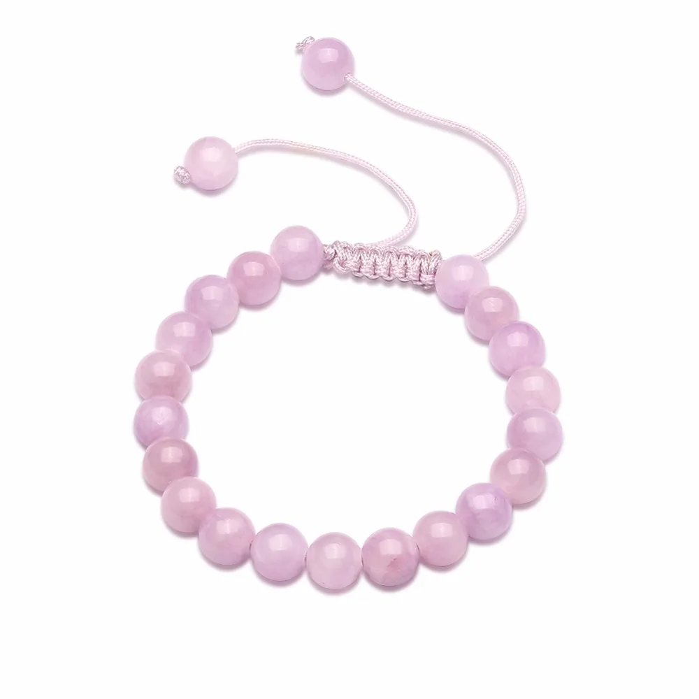 

Natural Stone Bracelets Pink Agate White Quartzs for Women DIY Crystal cured Jewelry adjustable bracelet For Love Gift locket