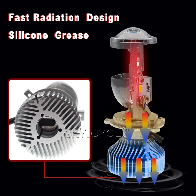 Мини би светодиодный H4 объектив проектора 35 Вт H4 Hi/Lo луч светодиодный фара 5500 к белый авто 70 Вт LHD RHD H4 Биксеноновые линзы проектора
