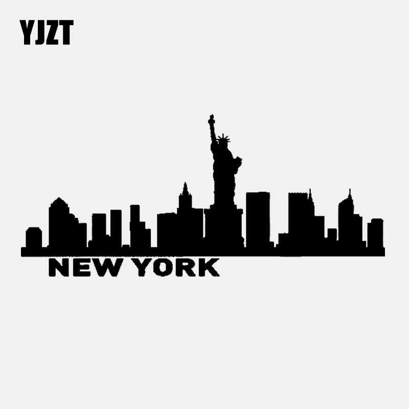 

YJZT 15.4CM*6.9CM NEW YORK Vinyl Car Sticker Decal City Silhouette Skyline Black/Silver C3-1832