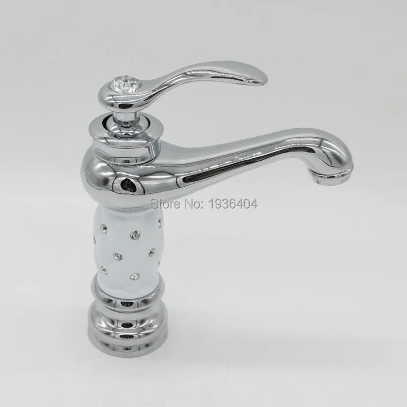 European Style Chrome Diamond Body Water Tap Bathroom Faucet Single