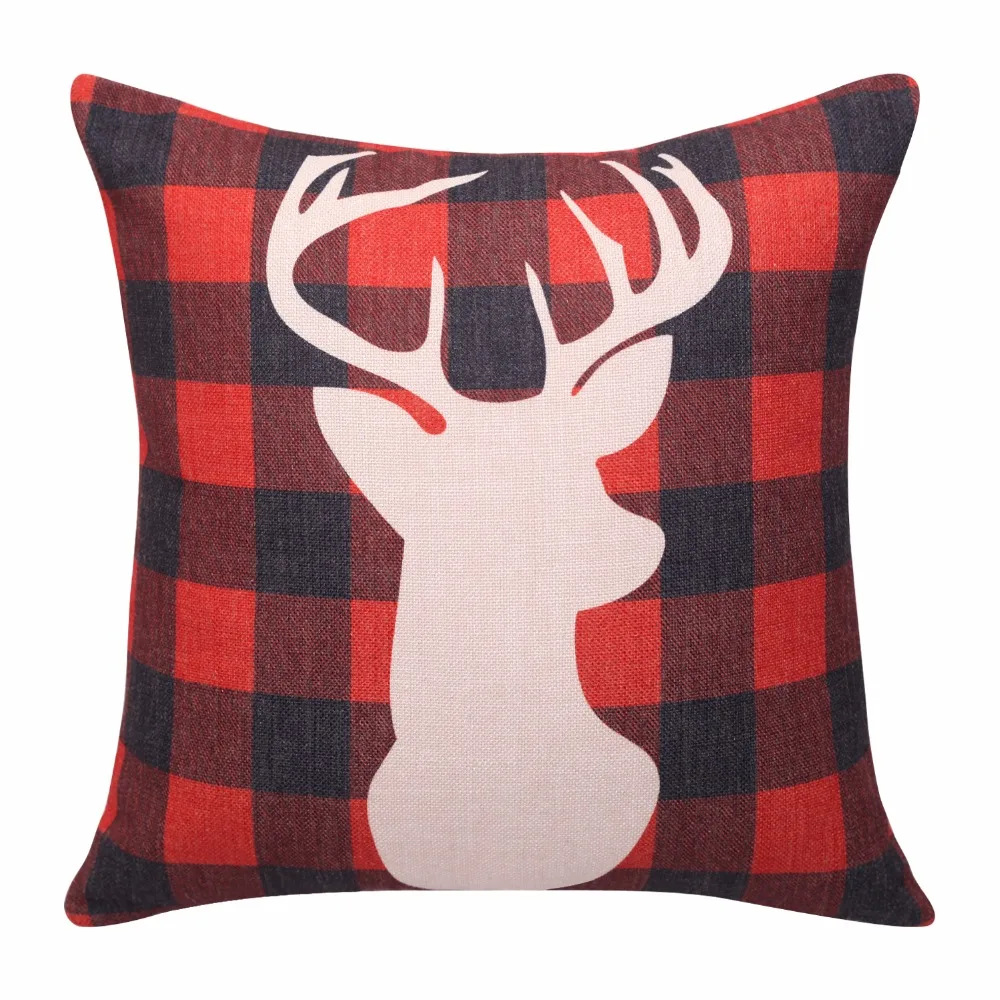 Buffalo Plaid голова оленя Чехлы RAD проверить Декоративные наволочки хлопок лен