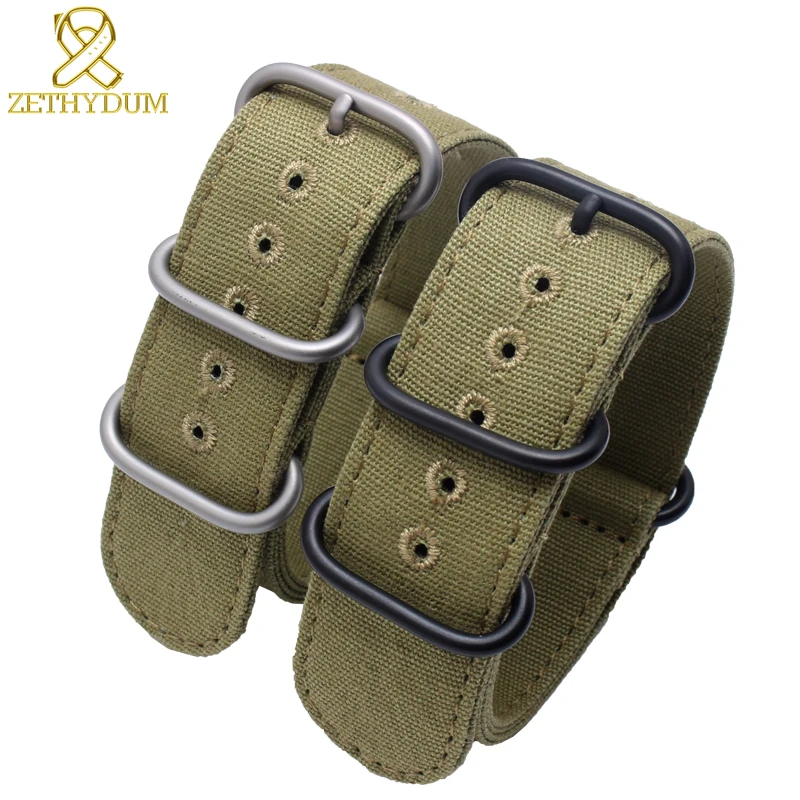 

Canvas watch strap watchband 20 22 24 26mm leisure sport watch band three ring long custom bracelet watch accessories