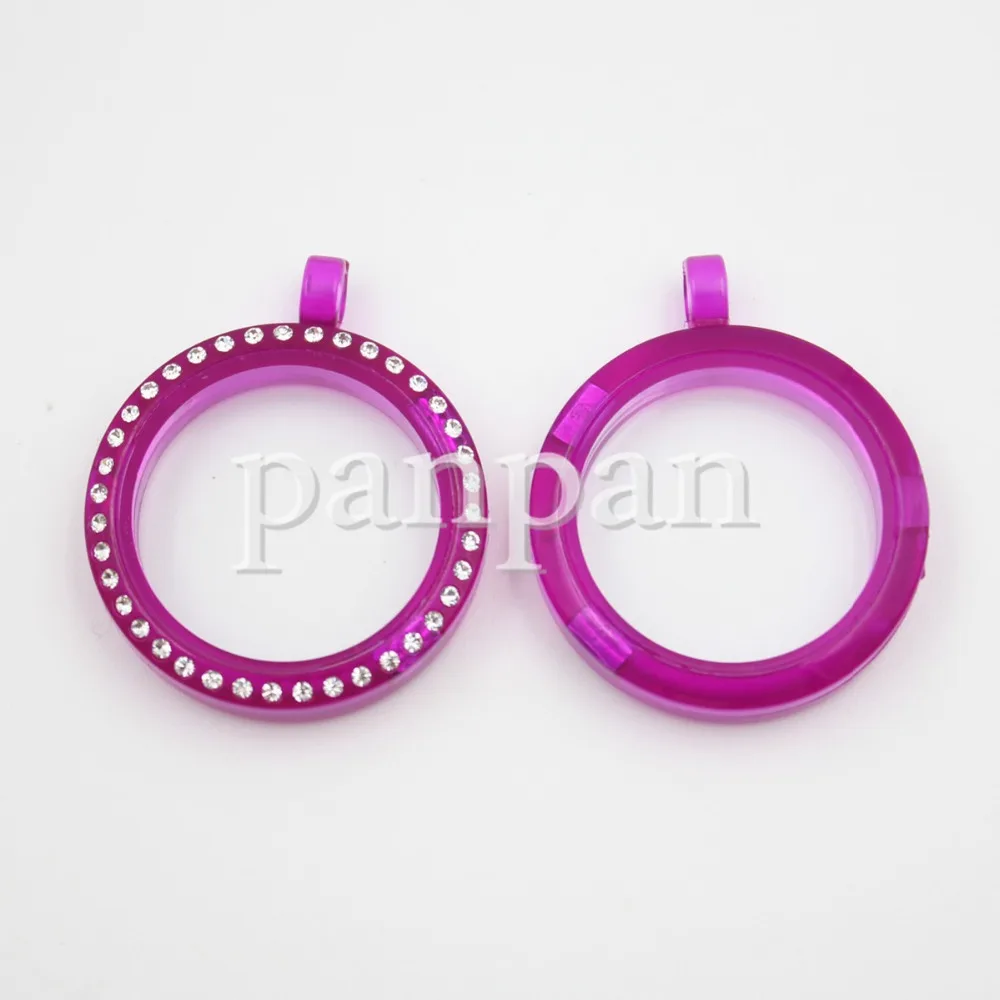

Free Chain!! 30mm Magnetic Closure Transparent Voilet Plastic Crystals/Plain Floating Memory Locket