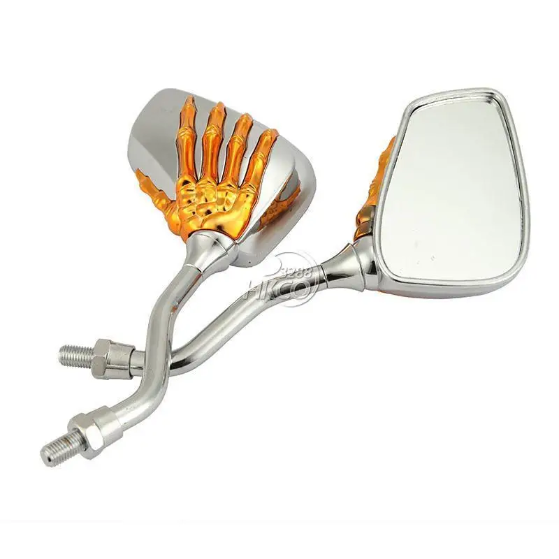 Зеркало заднего вида с золотым черепом для мотоцикла Kawasaki Honda Suzuki...|mirror frame|motorcycle