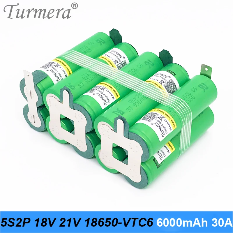 5s2p батарея 18650 упаковка Turmera us18650vtc6 6000 мАч 18 в 21 30a сварочная для шуруповерта