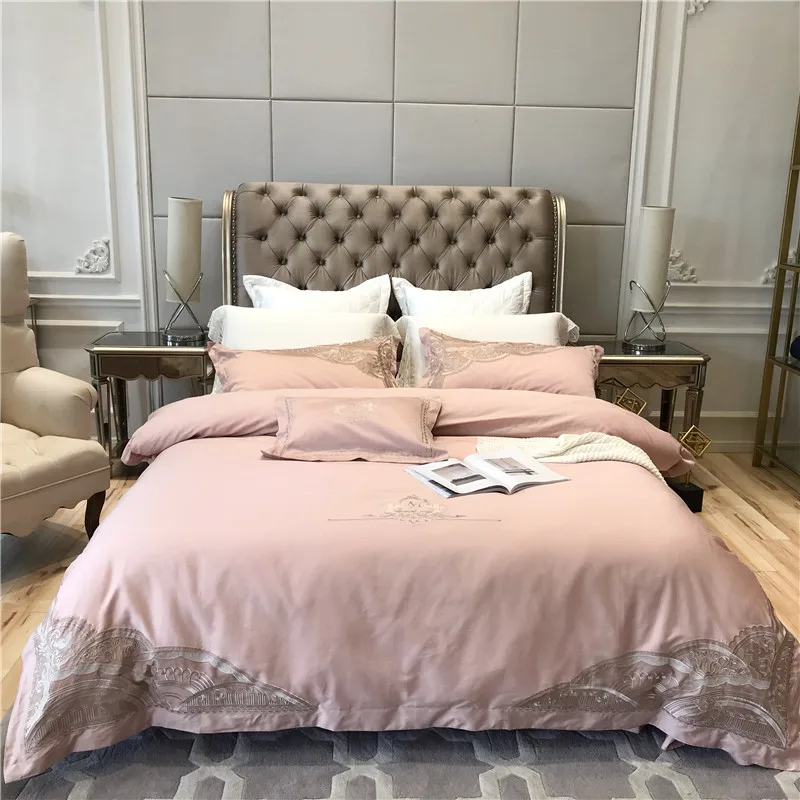 

New Pink Bedding Set King Queen Size 1/4/6pcs egyptian cotton Bed Linen Duvet Cover Bed Sheet Set Pillowcases