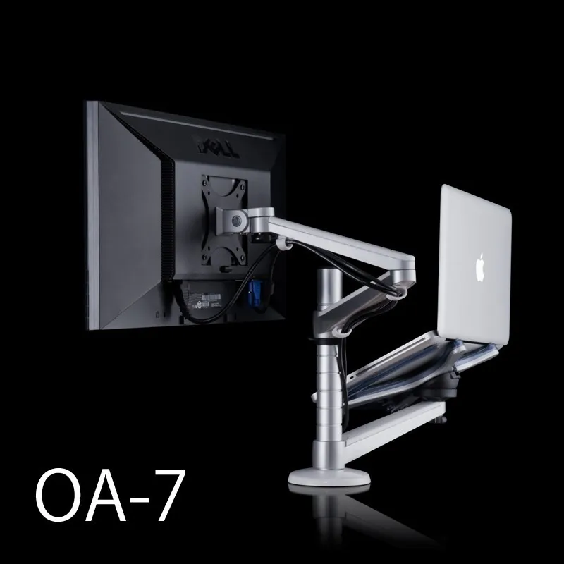 OA-7 Multimedia Desktop 25 inch LCD Monitor Holder+ Laptop Holder Stand Table Dual Monitor Mount Arm Bracket Stand Base