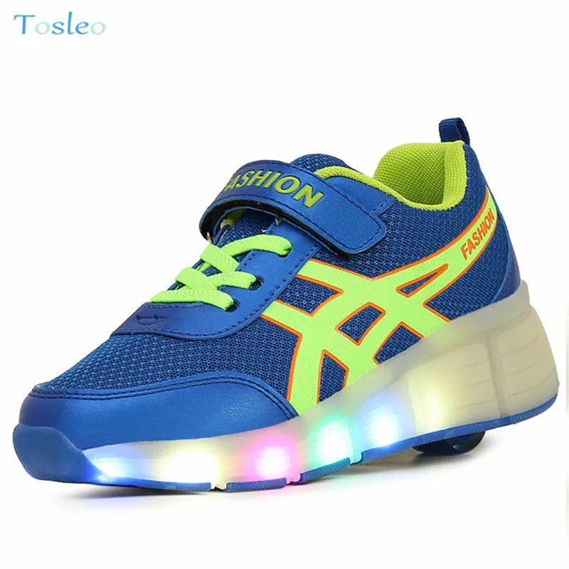 

Luminous Wheel Shoes Fashion With Led Lamp Boys and Girls Sport Causal Wheels Shoes Breathable Flash Sneakers for Kids Skating