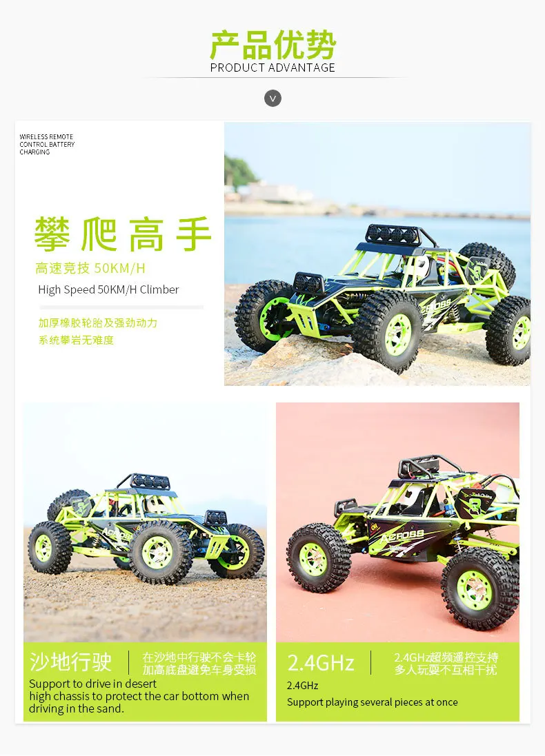 Радиоуправляемая машина WLtoys 12428 4WD 1/12 2,4 г 50 км/ч высокая скорость Monster Truck Радиоуправление RC багги внедорожный RTR обновленная версия VS A979-B