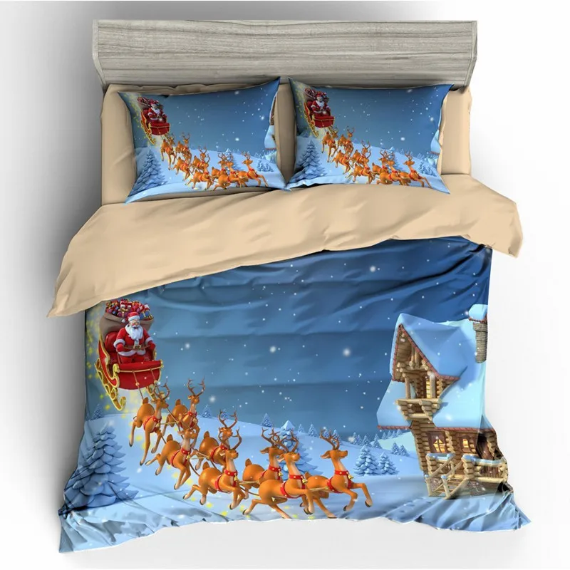 

3d Christmas bedding sets duvet cover set bedsheet Pillowcase Bed Sheets Pillowcases Queen Size Bedroom Bedlinen 3pcs