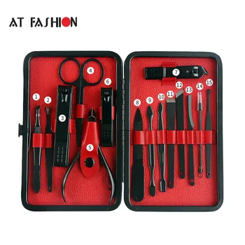 

Professional 15pcs Nail Clipper Set Stainless Steel Pedicure Nail Scissors Grooming Kit Manicure Includes Cuticle Remover Tools