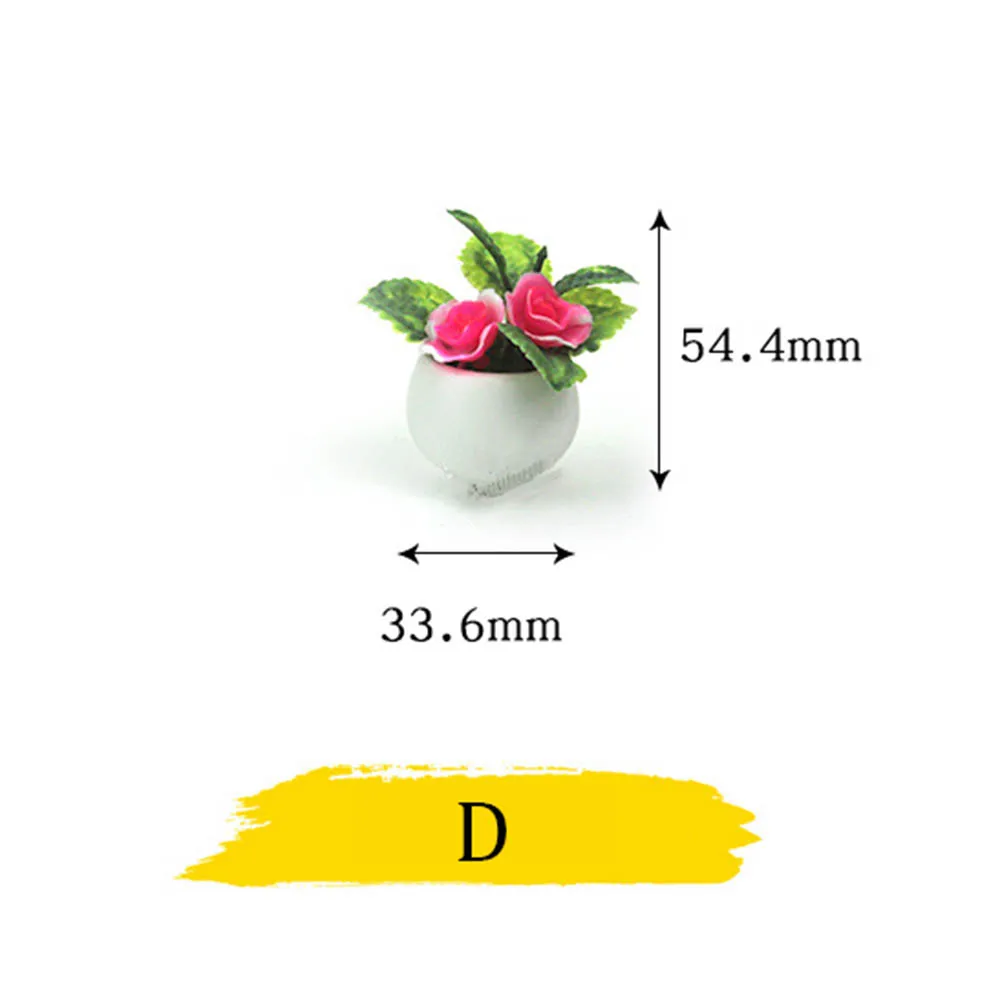 1/12 кукольный домик Миниатюрные аксессуары маленькое растение в горшке Моделирование Цветок модель игрушка украшение для кукольного домика - Цвет: D