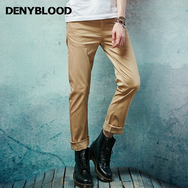 Мужские джинсы denyblood тонкие джинсы брюки стрейч деним темно-синие потертые модные повседневные брюки 8602