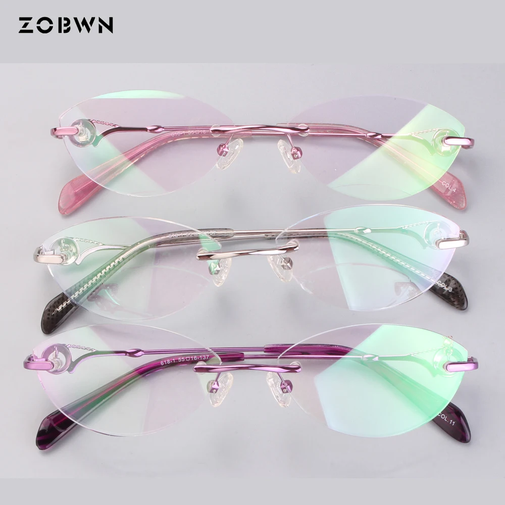 

Mix wholesale promotion Rimless myopia reading Eye Glasses women Computer oculos de grau feminino ladies stone prescription