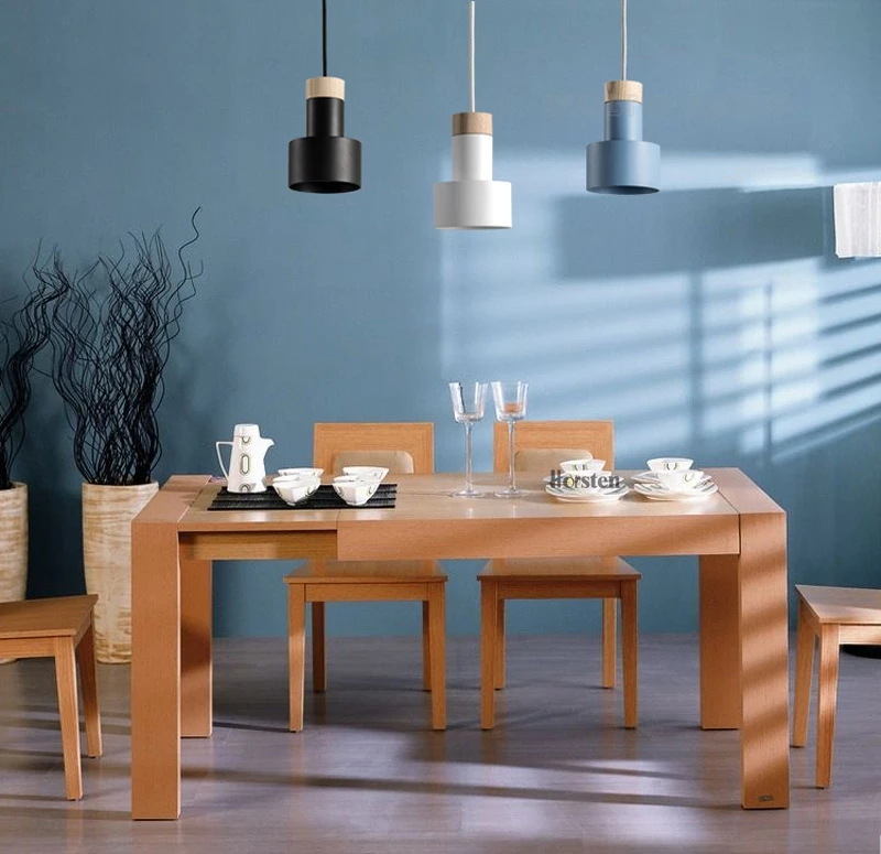 Nordic Pendant Lights Wood Aluminum Lampshade Hanging Lamp Industrial Lighting For Bedroom Living Room Restaurant E27 (4)