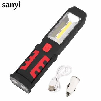 

Rechargeable LED Flashlight Torch Work Light Stand 3 Mode COB+LED Lanterna Magnetic Hook Built-in battery Flashlight for Outdoor