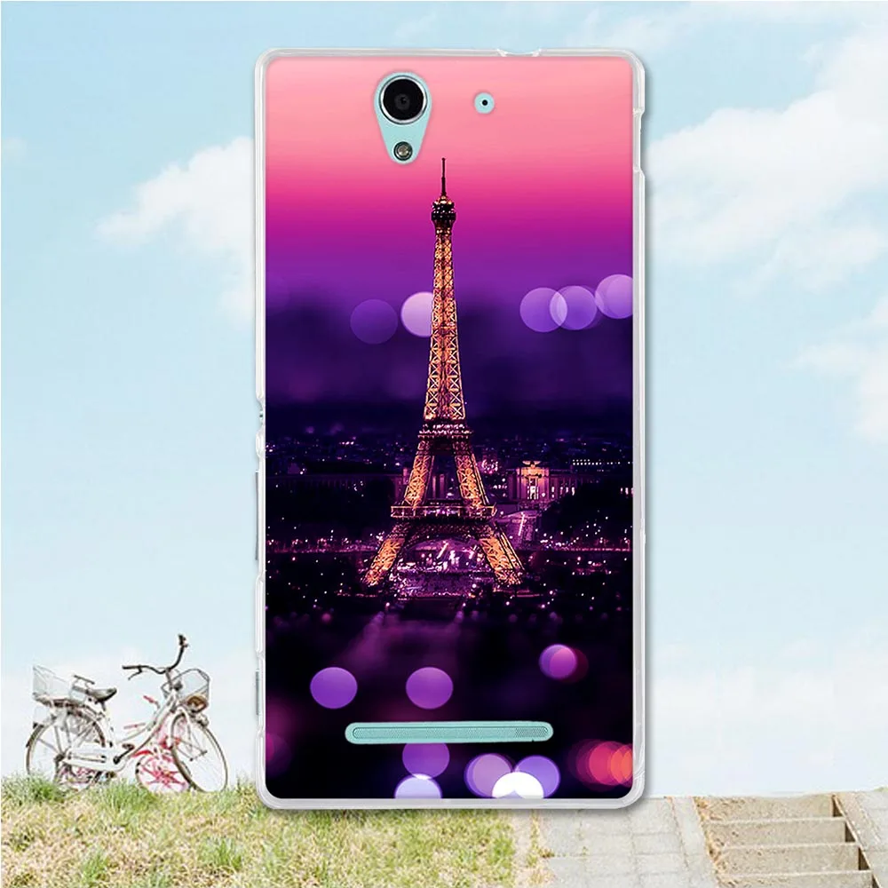 Мягкий чехол книжка из ТПУ для Sony Xperia C3 телефона D2533 / Dual D2502 оболочка чехлы задняя