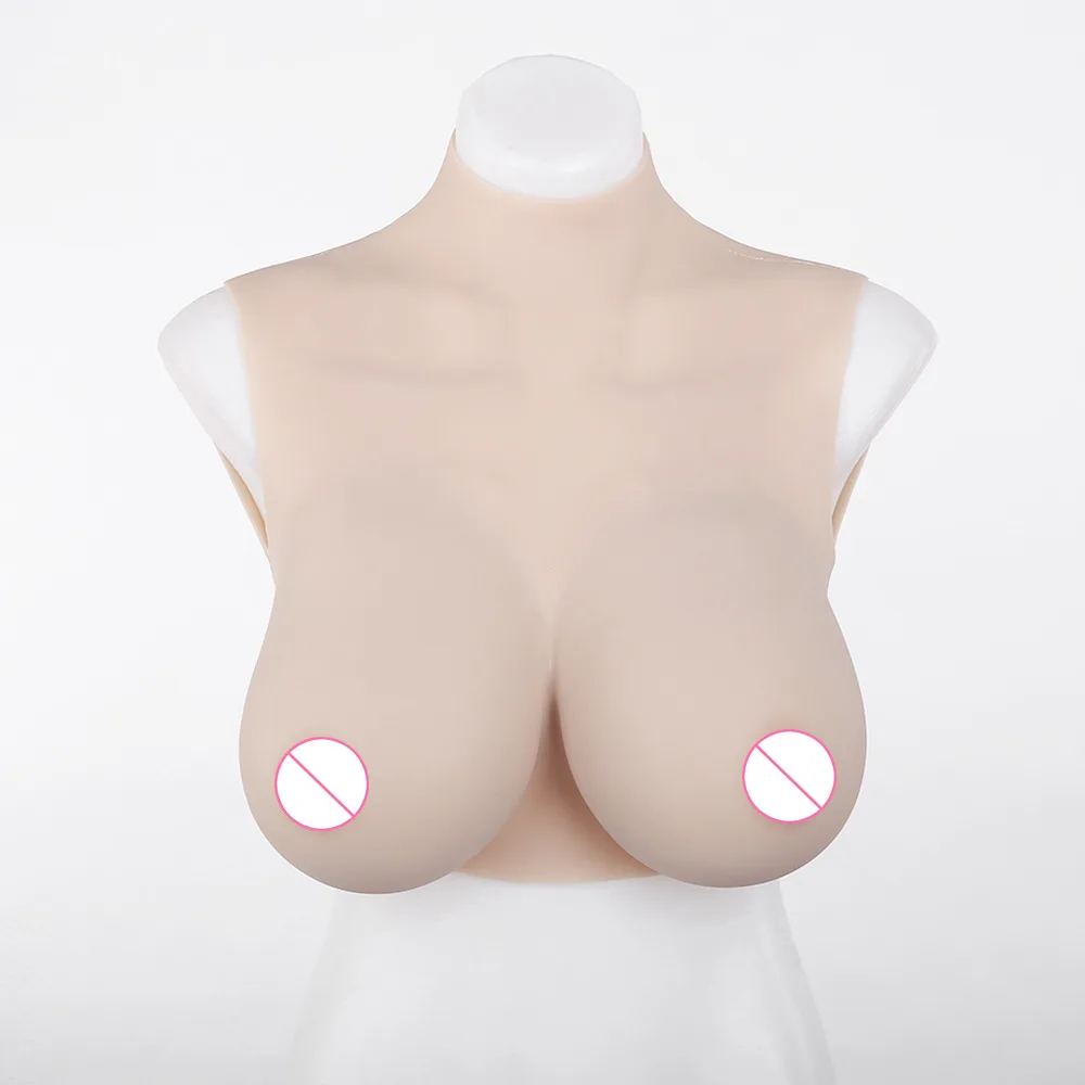 

1pcs A-D Cup Silicone Breast Forms Type Vest Artificial Chest Enhance High Collar Half Body Solid Fake Chest For Transvestite