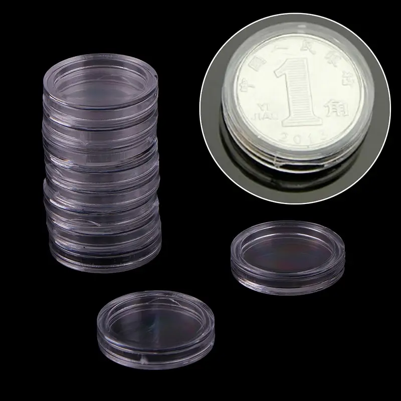 

10Pcs 18mm Available Plastic Coin Capsules Box Transparent Small Round Coin Holder Box For Coin Collection Gifts