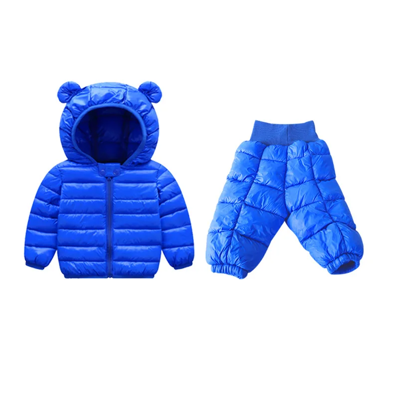 Koop Winter Kinderen Kleding Sets 2 Stuks Capuchon + Broek Warm Baby Meisjes Katoen Gewatteerde Jas Kinderen Winter Suits voor Jongens 1 5Y