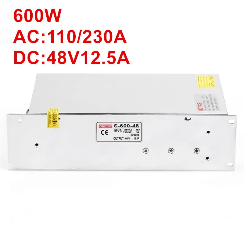 

10PCS 600W 48V 12.5A Single Output Switching power supply 48V AC-DC SMPS for LED Strip light