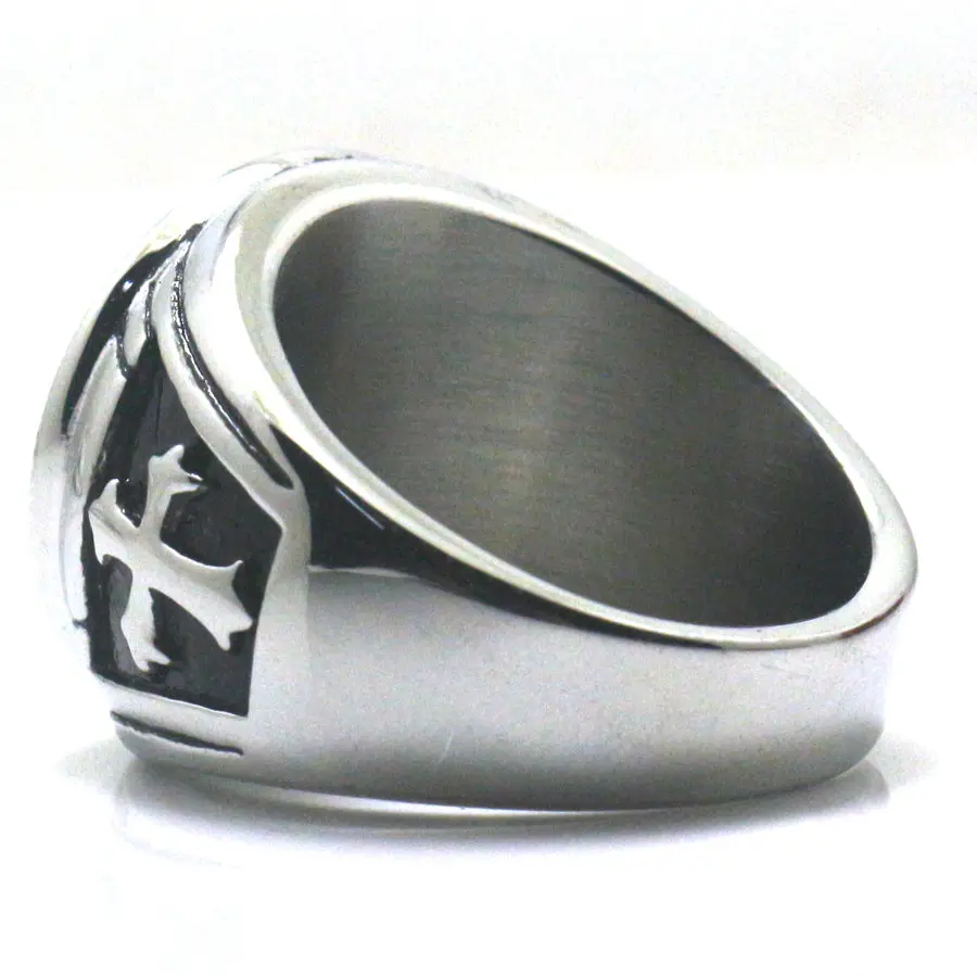 Men Boy Cross Saint Michael Protect US 316L Stainless Steel Cool Round Ring Newest Free Shipping Two Choices