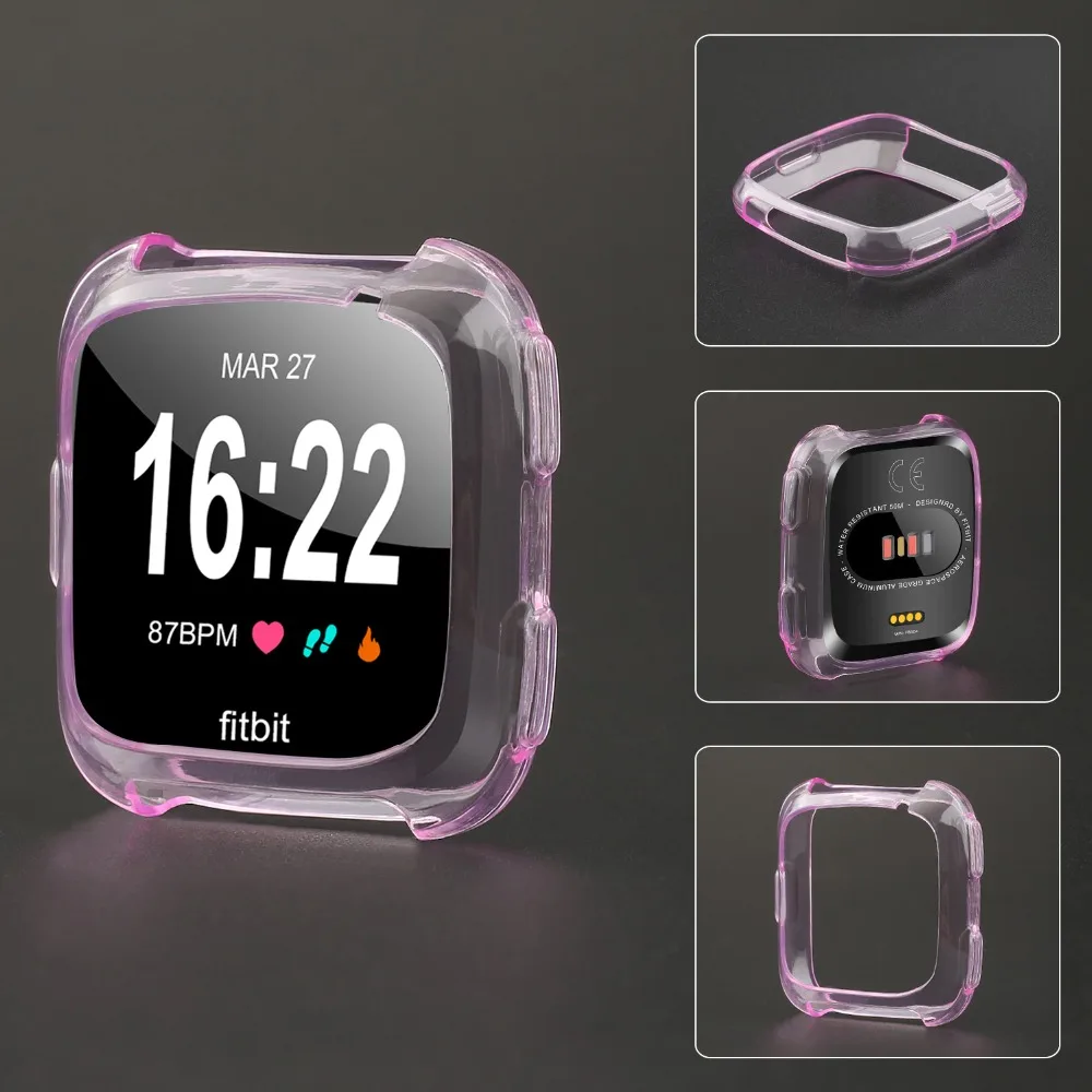

EIMO Silicone Frame full Cover For Fitbit Versa case Protective Transparent Case screen protector smart watch Accessories