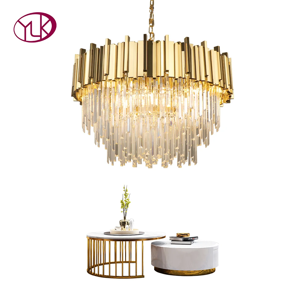 

Youlaike Modern Chandelier Lighting For Living Room Luxury Home Decoration Crystal Light Fixture Gold Polished Steel Lamps