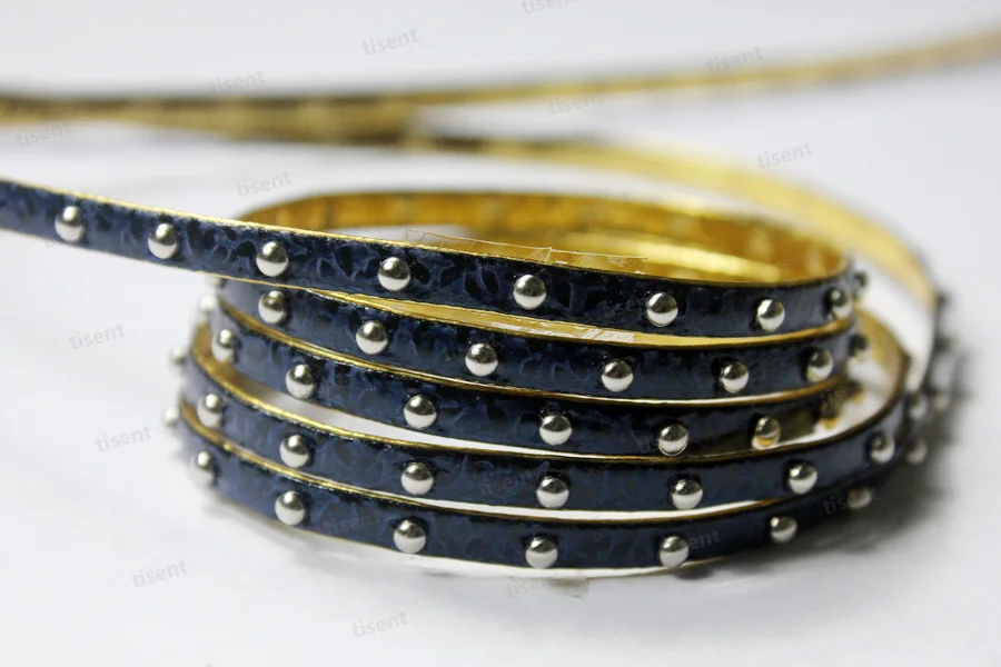 6 colors-5x2mm Flat PU leather cords Rivets Studs with Gold Color Back for Bracelet making | Украшения и аксессуары
